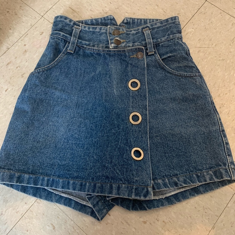 Denim vintage wrap skort